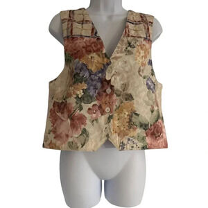 Vintage Floral Vest Women's On The Verge Hippie Boho 90s Medium made in USA